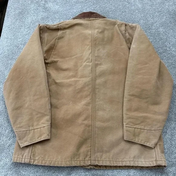 Vintage Carhartt Brown Canvas Work Chore Jacket Blanket Lined - Picture 6 of 7